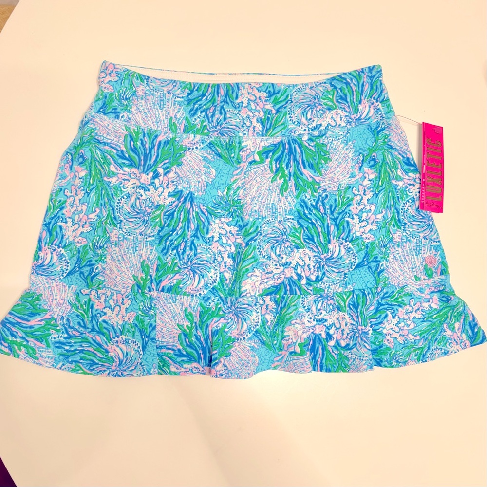 Lilly Pulitzer Luxletic Skort Las Olas Strong Current Sea, size M